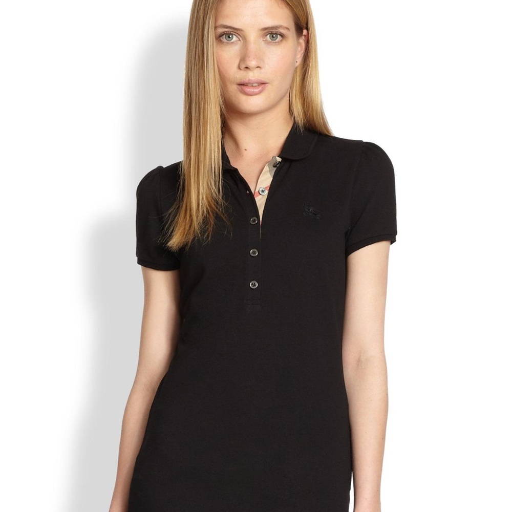 Burberry Black Polo Shirt with Button Accents